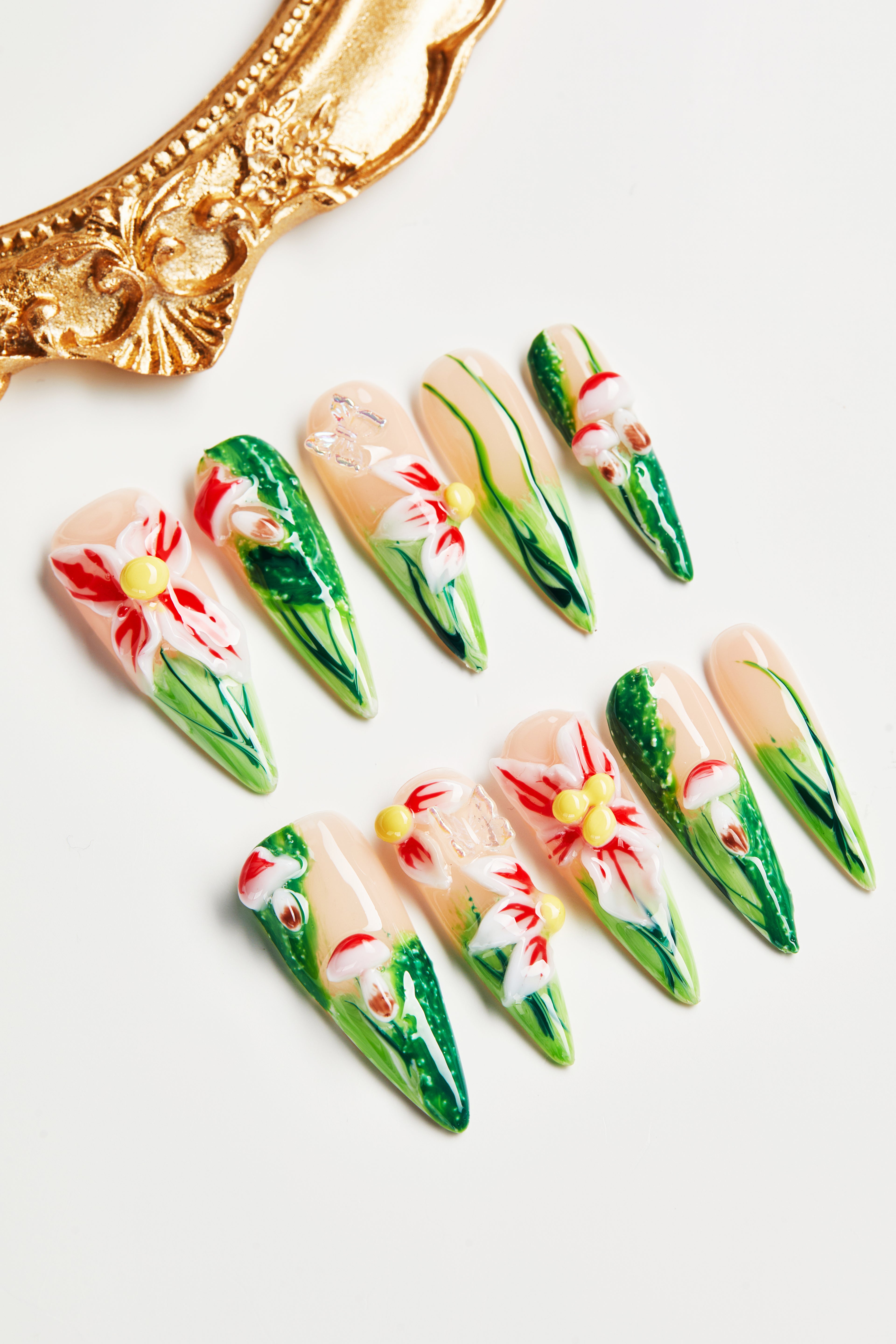 3D Carved Tulip Nails